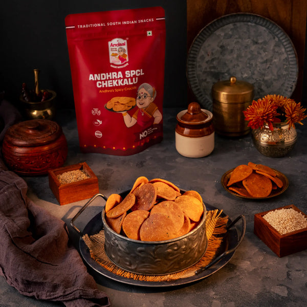 Andhra Special Chekkalu 150g pack – crispy Andhra rice crackers, no maida no palm oil, Andaal Home Foods